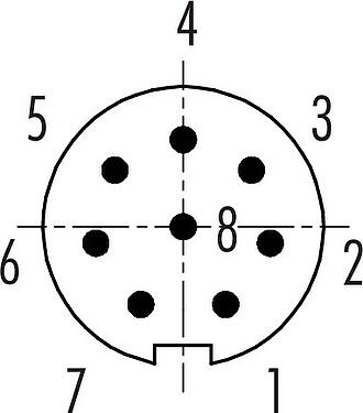 Disposition des contacts (Côté plug-in) Baïonnette Connecteur mâle, Contacts: 8, 4,0-5,0 mm, non blindé, souder, IP40