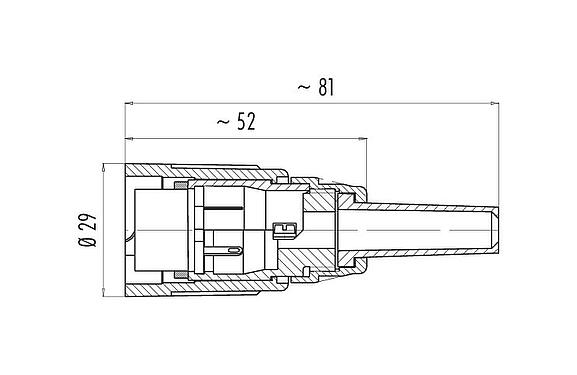 Scale drawing Bayonet Female cable connector, Contacts: 3, 5.0-8.0 mm, shieldable, solder, IP40