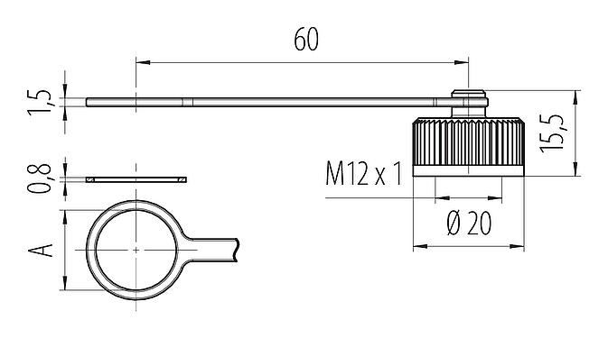 Scale drawing Protecting cap, IP67