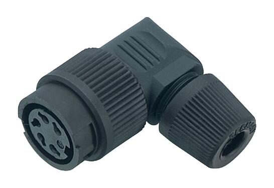 Illustration Bayonet Female angled connector, Contacts: 4, 4.0-6.0 mm, unshielded, solder, IP40