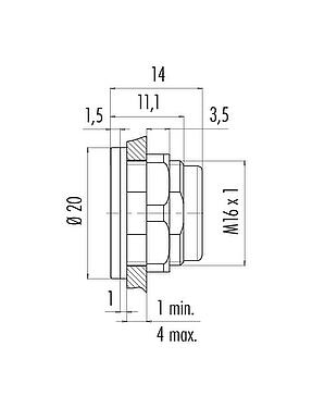 Scale drawing Snap-In Adapter, unshielded, Front mounting