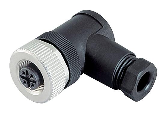 Illustration M12 Female angled connector, Contacts: 5, 6.0-8.0 mm, unshielded, screw clamp, IP67, UL 2238
