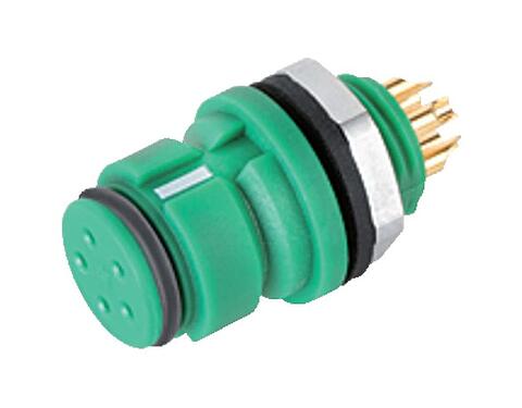 Illustration Snap-In Female panel mount connector, Contacts: 8, unshielded, solder, IP67, UL 2238, M8x0,75, Front mounting