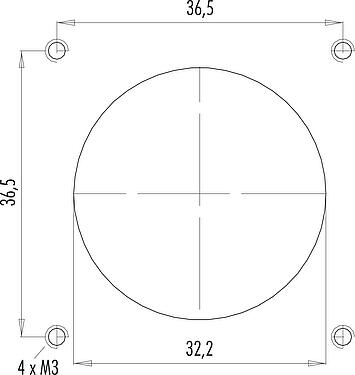 Assembly instructions / Panel cut-out RD30 Male panel mount connector, Contacts: 4+PE, unshielded, screw clamp, IP65, ESTI+, VDE, Front mounting