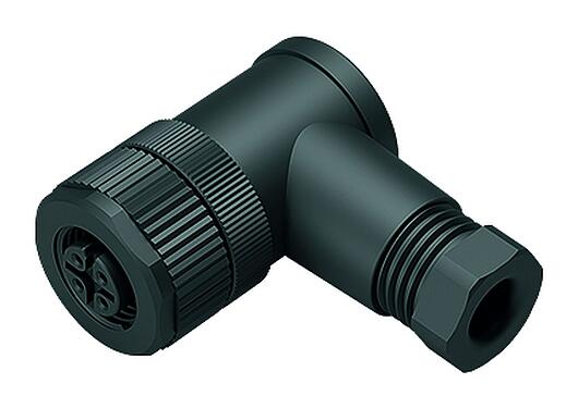 Illustration M12 Female angled connector, Contacts: 4, 6.0-8.0 mm, unshielded, screw clamp, IP67, UL 2238