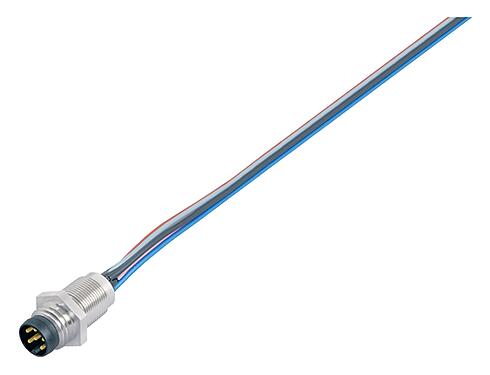 Illustration M8 Male panel mount connector, Contacts: 6, unshielded, single wires, IP67/IP69K, UL 2238, M8x0.5, Front mounting, potted