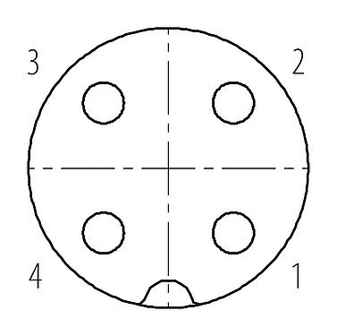 Disposition des contacts (Côté plug-in) M18 Connecteur femelle, Contacts: 4, 10,0-12,0 mm, non blindé, pince à visser, IP67