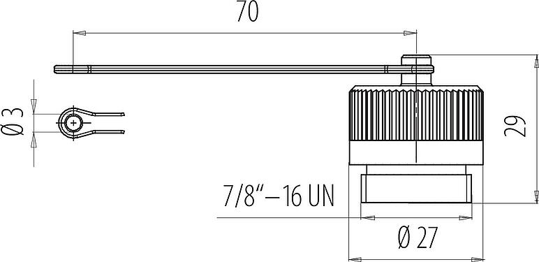 Dibujo a escala 7/8" Tapa protectora, IP67, con correa de sujeción