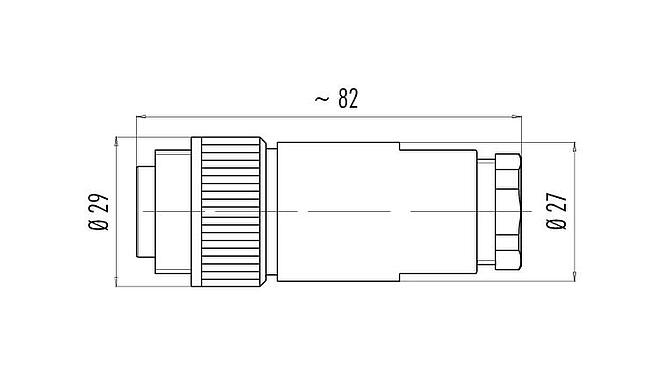 Scale drawing RD24 Male cable connector, Contacts: 6+PE, 12.0-14.0 mm, unshielded, crimping (Crimp contacts must be ordered separately), IP67, UL, ESTI+, VDE, PG 16