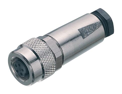 Illustration M9 Female cable connector, Contacts: 4, 3.5-5.0 mm, shieldable, solder, IP67, with shielding cuff