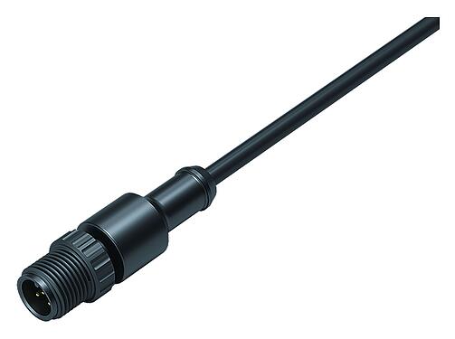 Illustration M12 Male cable connector, Contacts: 4, unshielded, moulded on the cable, IP68/IP69K, UL 2238, PUR, black, 4 x 0.34 mm², 2 m