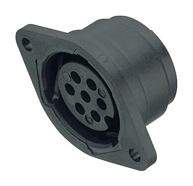 Illustration Bayonet Female panel mount connector, Contacts: 7, shieldable, solder, IP40, Front mounting