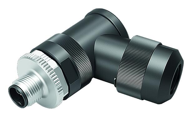 Ilustración M12 Conector macho en ángulo, Número de contactos: 4+PE, 8,0-13,0 mm, sin blindaje, tornillo extraíble, IP67, UL 2237 en preparación, con conexión de PE