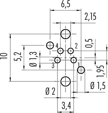 Disposición del conductor M8 Toma de brida, Número de contactos: 4, sin blindaje, THR, IP67, UL 2238