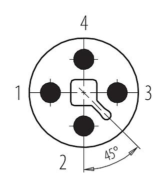Disposición de los contactos (lado de la conexión) M12 Conector de cable macho, Número de contactos: 4, 8,0-10,0 mm, sin blindaje, tornillo extraíble, IP67, UL 2238, VDE