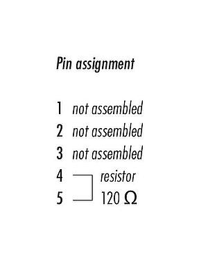 Pin assignment plans M12 Female terminating connector, Contacts: 5, unshielded, IP69K, CAN-Bus