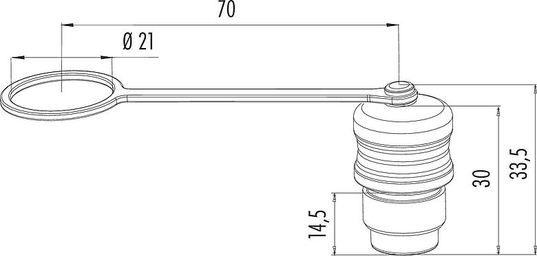 Scale drawing Protecting cap, IP67, with retaining strap