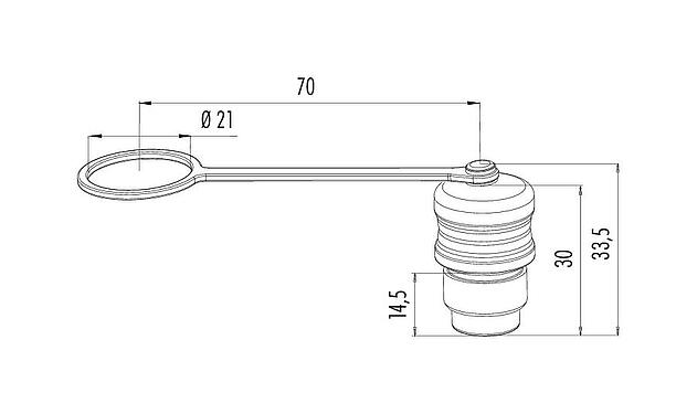 Scale drawing Protecting cap, IP67, with retaining strap