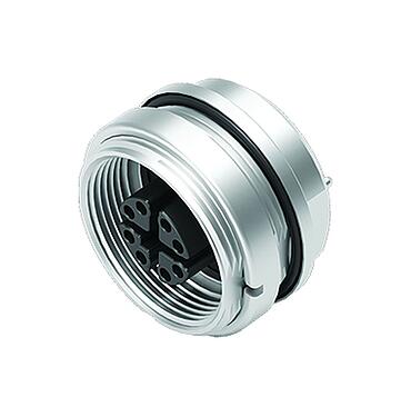 Illustration M16 Female panel mount connector, Contacts: 8, shieldable, THR, IP67, M18x0,75, Rear mounting