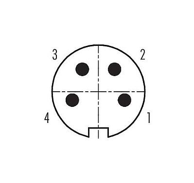 Contact arrangement (Plug-in side) Bayonet Male cable connector, Contacts: 4, 3.0-6.0 mm, unshielded, solder, IP40