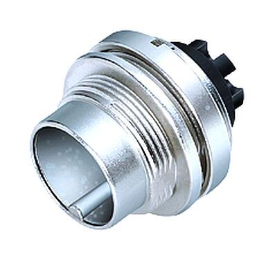 Illustration M16 Male panel mount connector, Contacts: 6 (06-a), unshielded, crimping (Crimp contacts must be ordered separately), IP40, M18x0,75, Front mounting