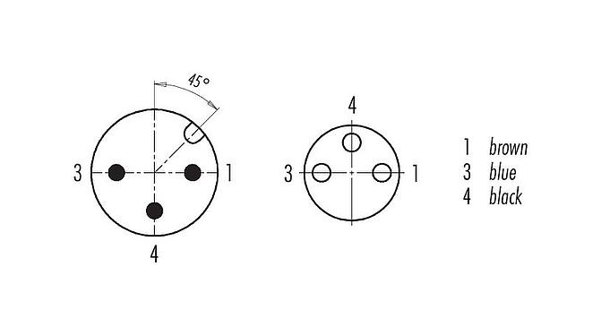 Contact arrangement (Plug-in side) M12/M8 Male cable connector - female cable connector, Contacts: 3, unshielded, moulded on the cable, IP67/IP69K, UL 2238, PVC, grey, 3 x 0.34 mm², 2 m