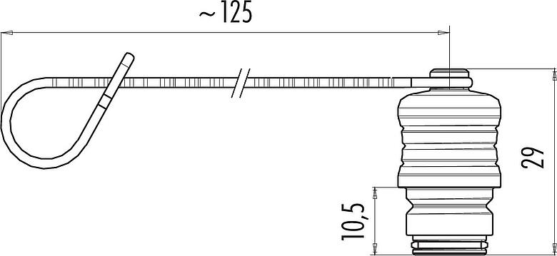 Dessin coté Capuchon de protection, IP67, pour connecteur mâle