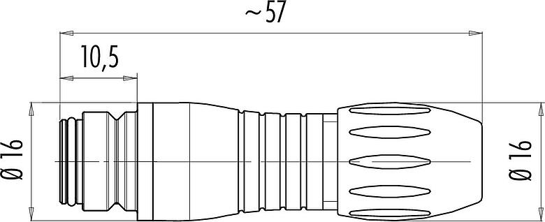 Scale drawing Snap-In Female cable connector, Contacts: 3, 2.5-4.0 mm, unshielded, solder, IP67
