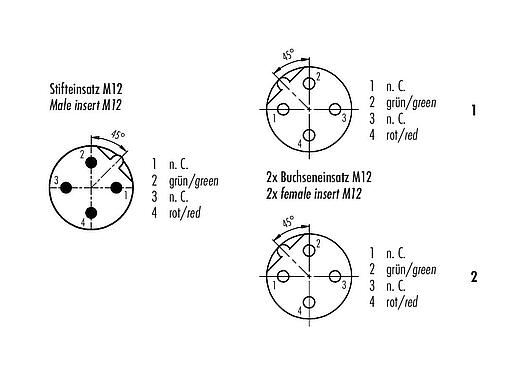 Contact arrangement (Plug-in side) M12 Male cable splitter - 2 female cable connectors, Contacts: 2, shielded, moulded on the cable, IP67, Profibus, PUR, violet, 2 x 0.25 mm², 2 m
