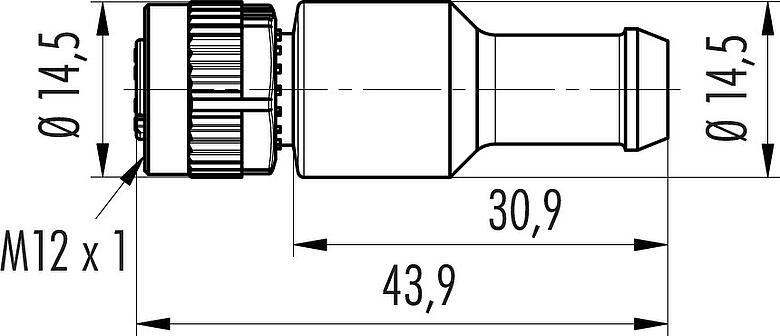 Dessin coté M12 Prise de connexion, Contacts: 5, non blindé, IP69K, CAN-Bus