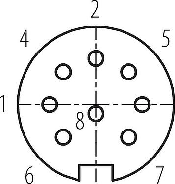 Contact arrangement (Plug-in side) M16 Female panel mount connector, Contacts: 8 (08-a), unshielded, THT, IP68, UL 2238, AISG compliant, M18x0,75, Rear mounting