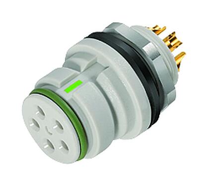 Illustration Snap-In Female panel mount connector, Contacts: 12, unshielded, solder, IP67, M12x1.0, Front mounting