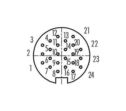 Contact arrangement (Plug-in side) Bayonet Female panel mount connector, Contacts: 24, unshielded, solder, IP40, M18x0,75, Front mounting