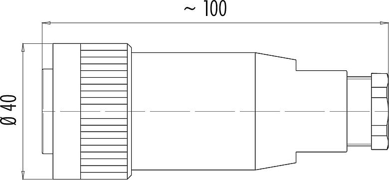 Scale drawing RD30 Female cable connector, Contacts: 12+PE, 10.0-12.0 mm, unshielded, solder, IP65