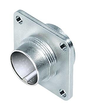 Illustration M16 Square male panel mount connector, Contacts: 5 (05-a), unshielded, crimping (Crimp contacts must be ordered separately), IP67, UL 2238, M3 (4x), Front mounting