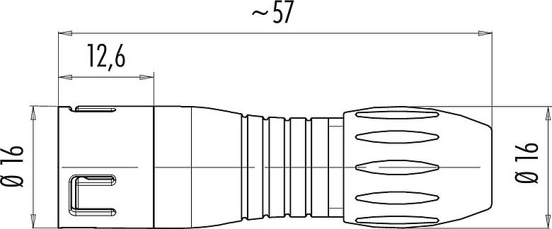 Scale drawing Snap-In Male cable connector, Contacts: 8, 4.0-6.0 mm, unshielded, solder, IP67