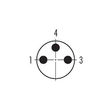 Contact arrangement (Plug-in side) M8 Male panel mount connector, Contacts: 3, solder, IP67/IP69K, M10x0.75, Front mounting, with solder cups