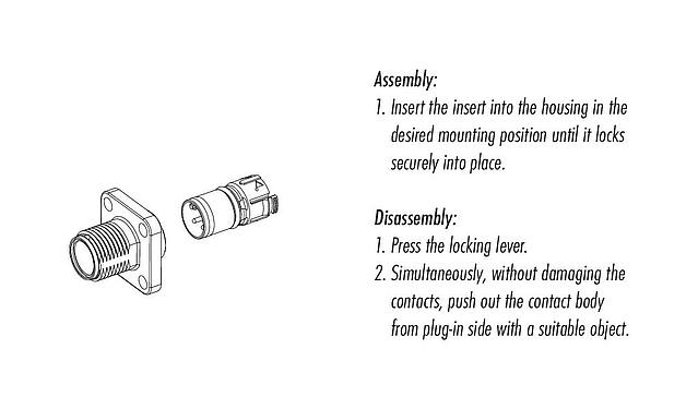 Instrucción de montaje M12 Conector de montaje en panel macho cuadrado, Número de contactos: 8, sin blindaje, UL 2238, M3 (4x), Montaje frontal, Alineación de codificación posicionable