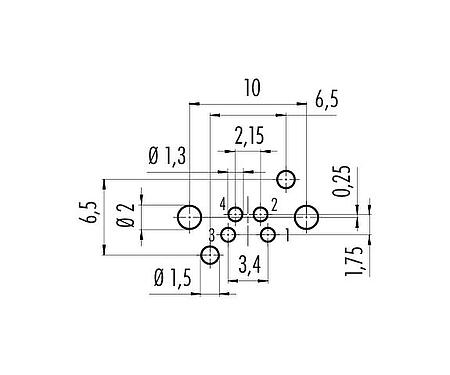 Disposición del conductor M8 Toma de ángulo brida, Número de contactos: 4, sin blindaje, THR, IP67, UL 2238