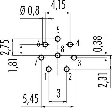 Disposition du conducteur M12 Embase mâle, Contacts: 8, non blindé, THT, IP68, UL 2238, PG 9, Montage frontal