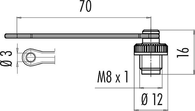 Dessin coté Capuchon de protection, IP67, avec sangle de retenue