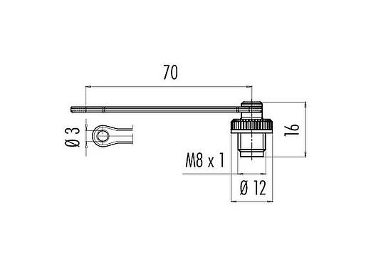 Scale drawing Protecting cap, IP67, with retaining strap