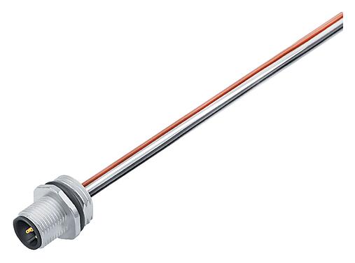 Illustration M12 Male panel mount connector, Contacts: 4, unshielded, single wires, IP68, UL 2238, M16x1.5, Front mounting