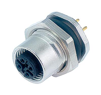 Illustration M12 Female panel mount connector, Contacts: 5, unshielded, THT, IP68, UL 2238, PG 9, Rear mounting