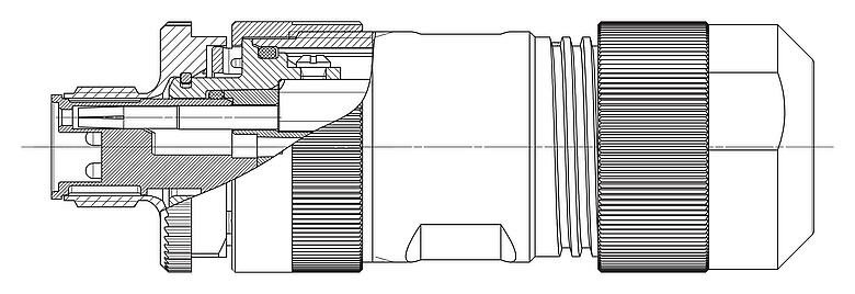 Dessin coté M12 Connecteur mâle, Contacts: 4+PE, 8,0-13,0 mm, non blindé, pince à visser, IP67, UL 2237 en préparation, avec connexion PE