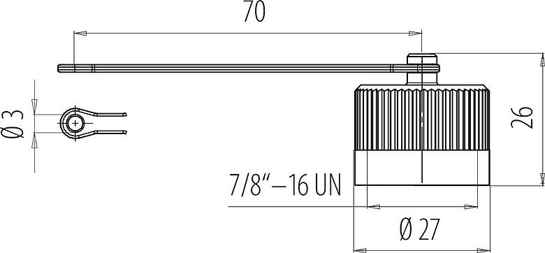 Scale drawing 7/8" Protecting cap, IP67, with retaining strap