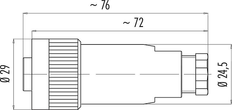 Dessin coté RD24 Connecteur femelle, Contacts: 6+PE, 6,0-9,0 mm, non blindé, souder, IP67, UL, ESTI+, VDE, PG 9