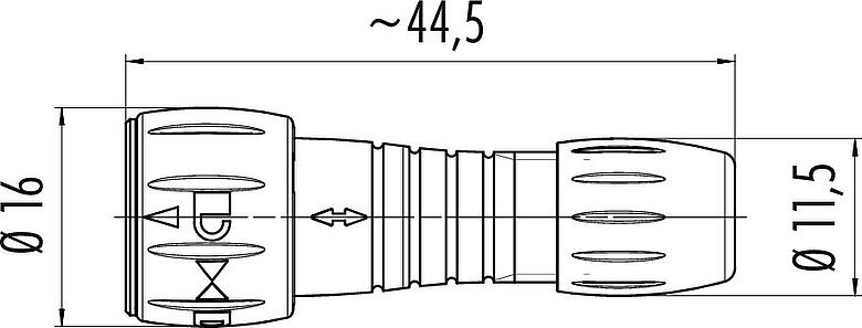 Dibujo a escala Bayoneta Conector de cable macho, Número de contactos: 5, 3,0-5,0 mm, soldadura, IP67