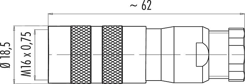Dessin coté M16 Connecteur femelle, Contacts: 2 (02-a), 6,0-8,0 mm, blindable, souder, IP67, UL 2238