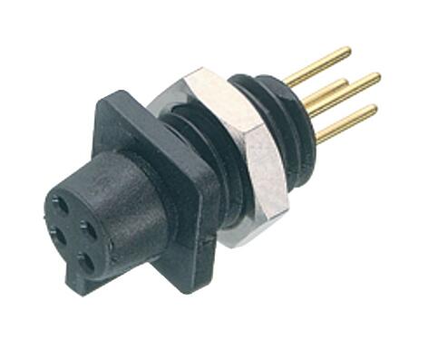 Illustration Snap-In Female panel mount connector, Contacts: 3, unshielded, THT, IP40, 1/4" 28 UNF, Front mounting
